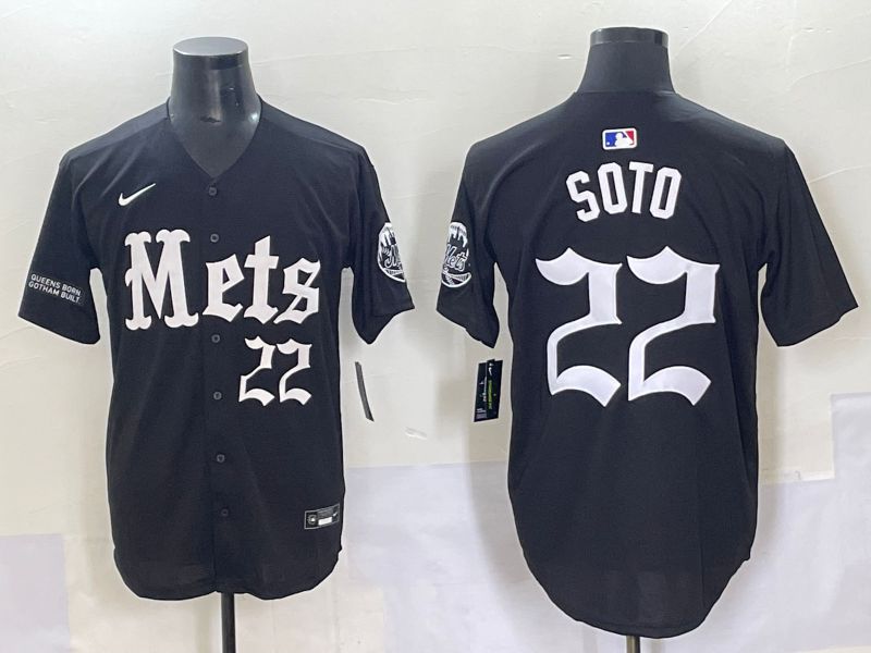 Men 2025 New York Mets #22 Soto Black Five generations Joint Name Nike MLB Jersey style 9->new york mets->MLB Jersey